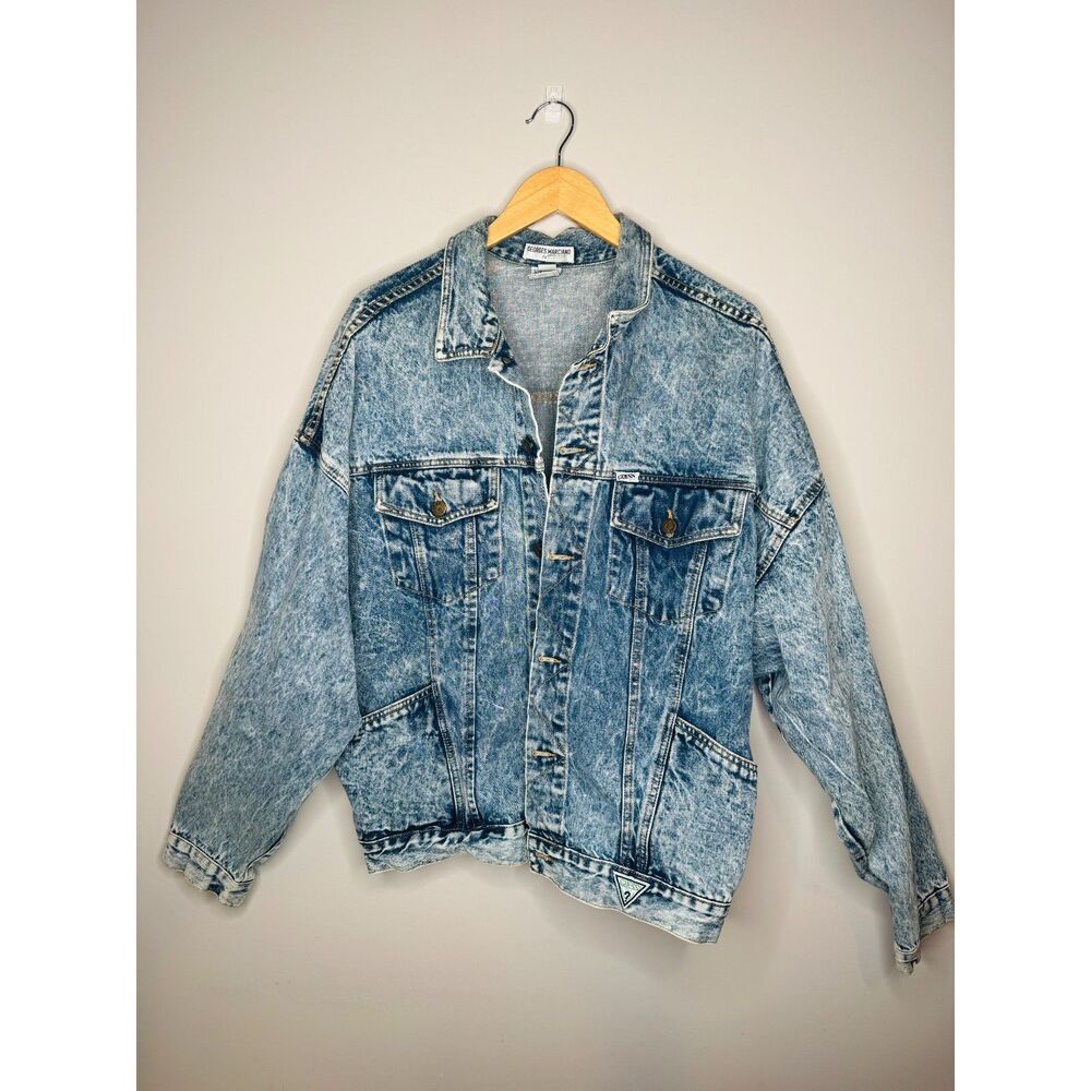 Guess by Georges Marciano Vintage Acid Wash Denim Jean Jacket Mens XL Made in US
